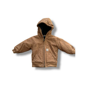 Carhartt Toddler 12M Baby Brown Quilted Lined Hooded Coat Zip Jacket 12 Month